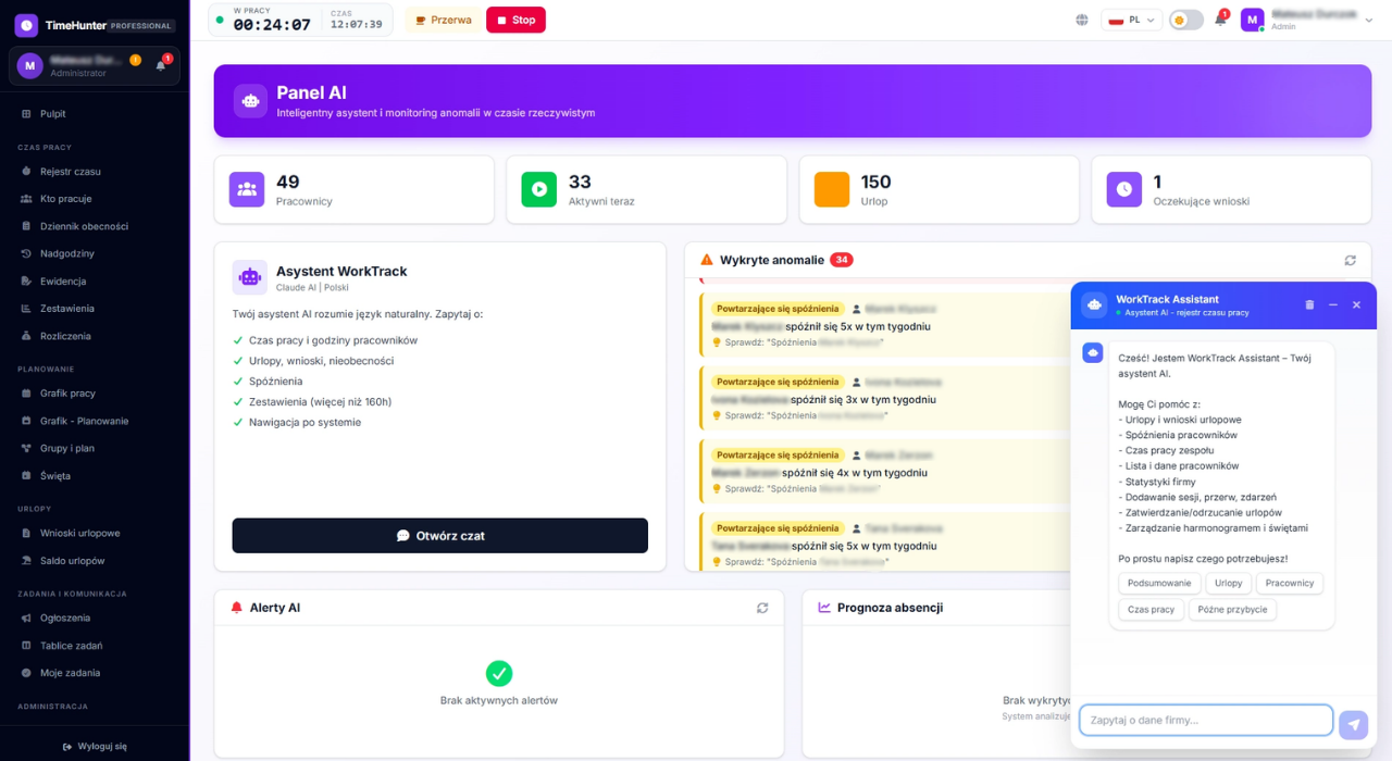 TimeHunter — AI analytika